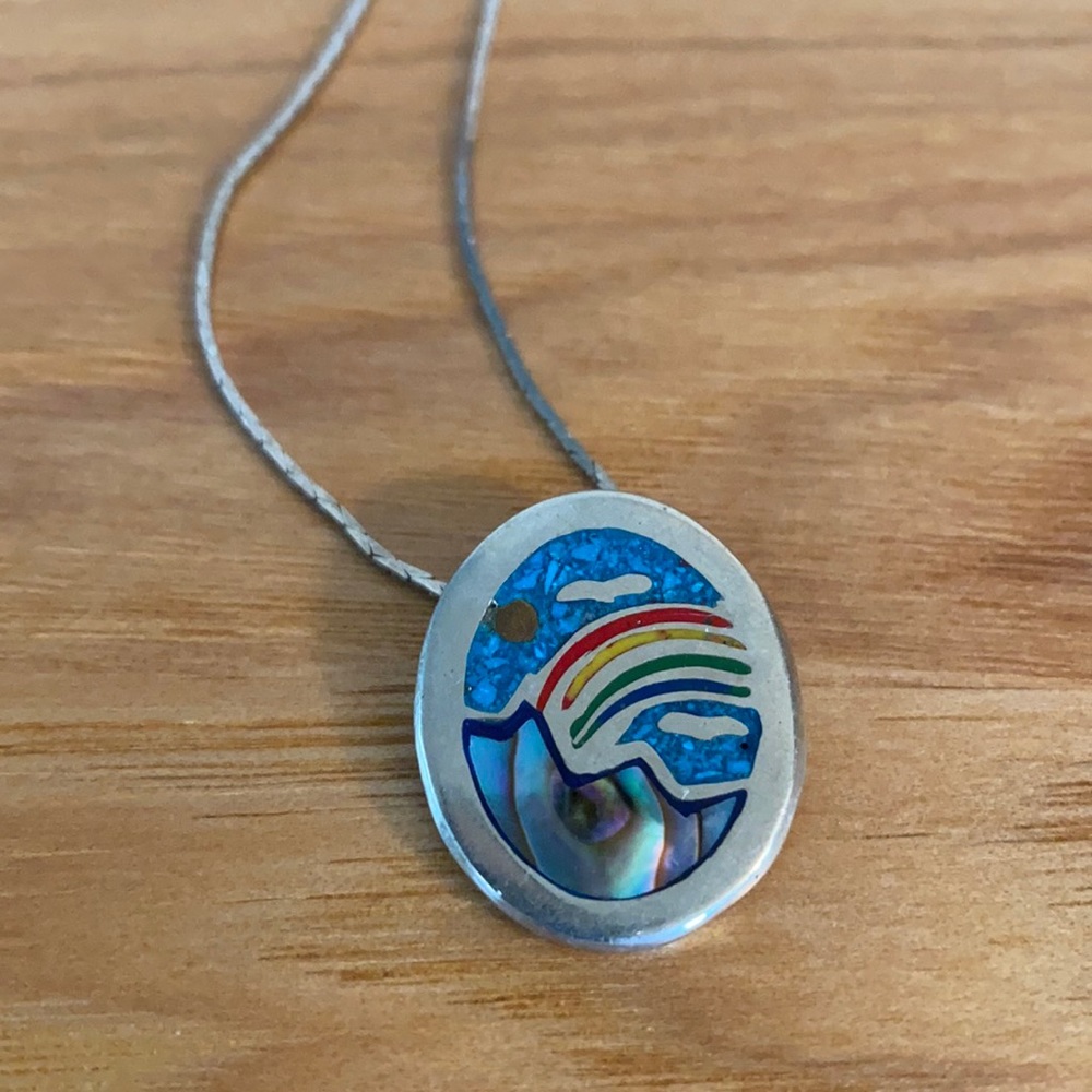 Beautiful vintage rainbow mountain necklace